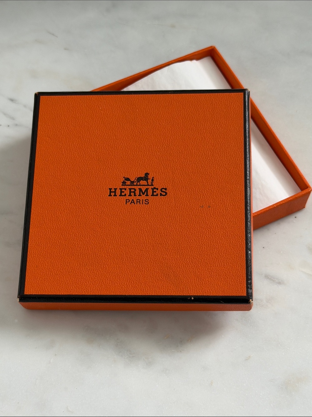 Hermes Orange Jewelry Box with Black Trim